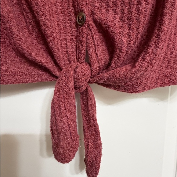 Wild Fable Mauve Waffle Knit Tie-Front Button Tank Size L - Picture 2 of 6